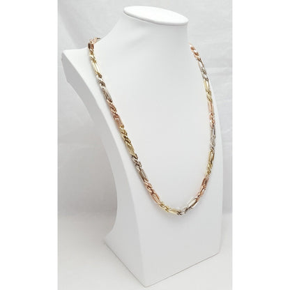 10K Two Tone Gold Designer Figarope Chain Necklace