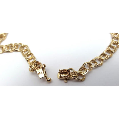 14K Solid Yellow Gold Round Cable Link Bracelet