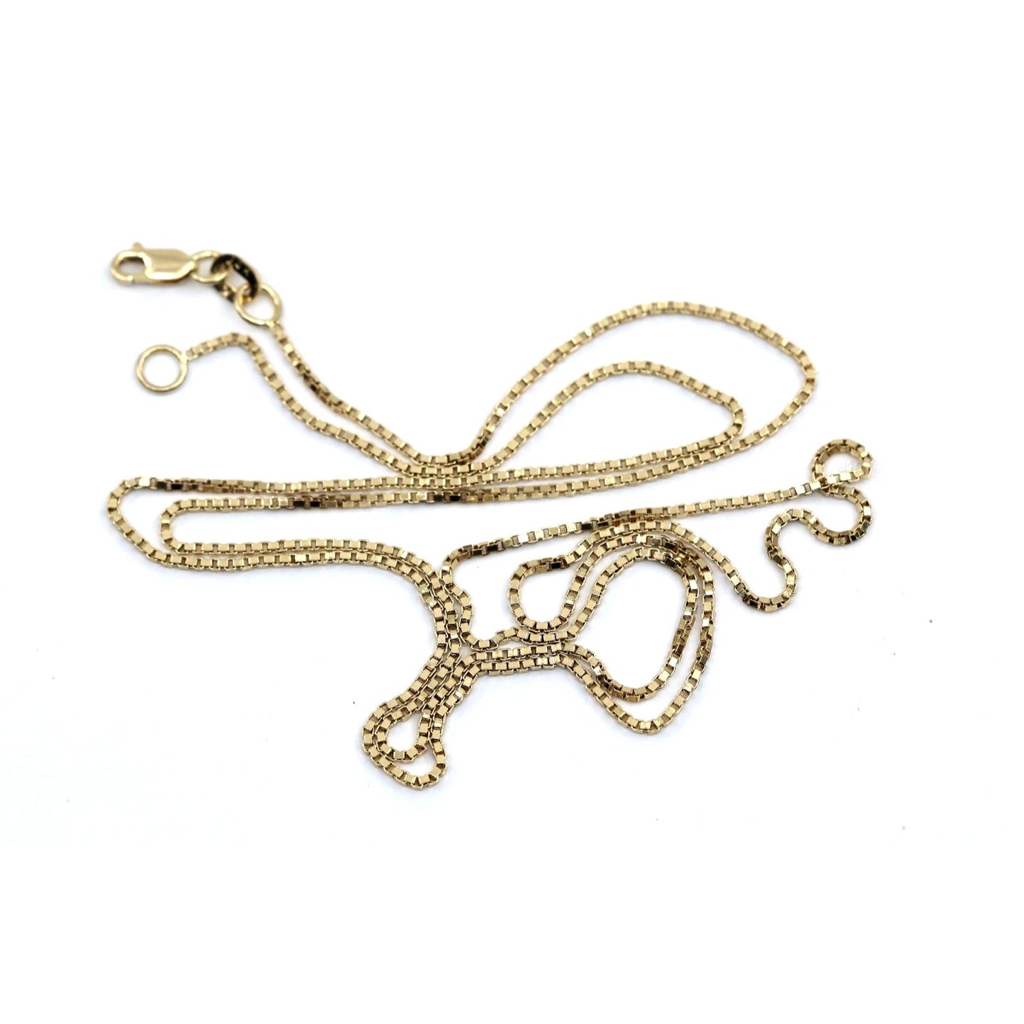 14K Yellow Gold Box Link Chain Choker Necklace