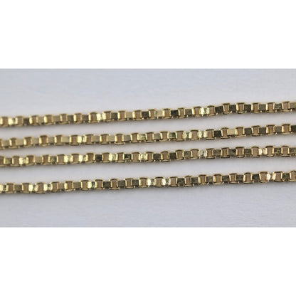 14K Yellow Gold Box Link Chain Choker Necklace