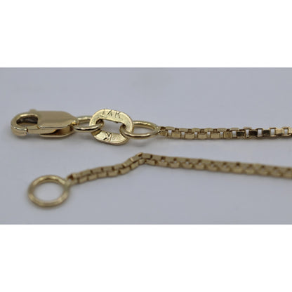 14K Yellow Gold Box Link Chain Choker Necklace