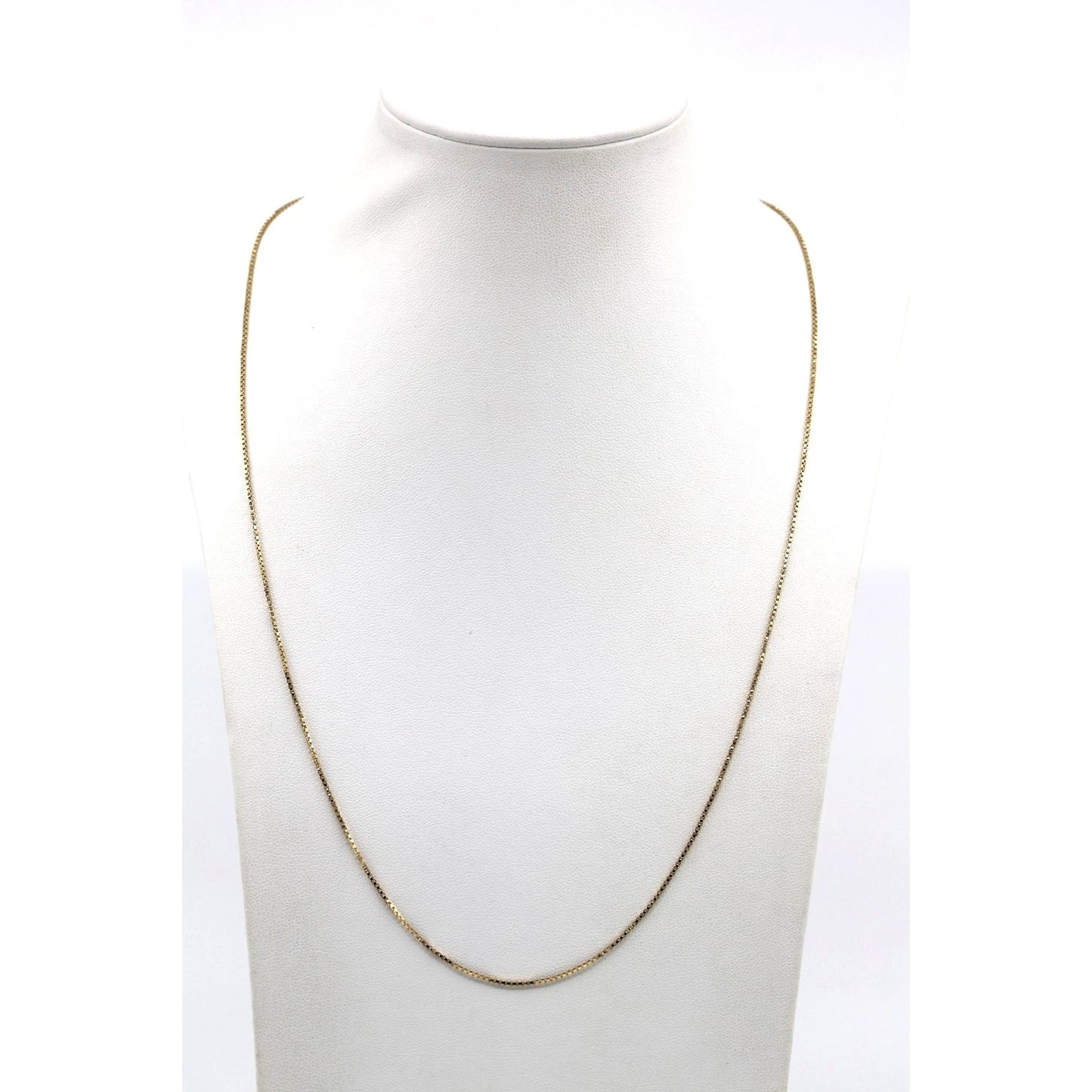14K Yellow Gold Box Link Chain Choker Necklace