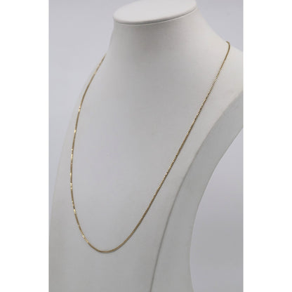 14K Yellow Gold Box Link Chain Choker Necklace