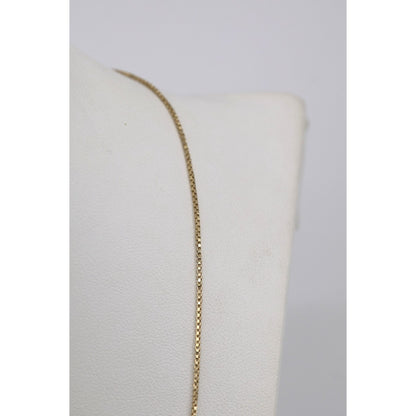 14K Yellow Gold Box Link Chain Choker Necklace