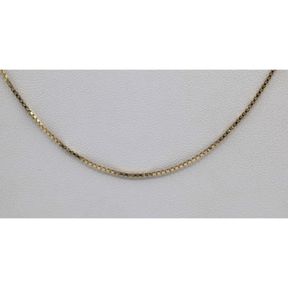 14K Yellow Gold Box Link Chain Choker Necklace