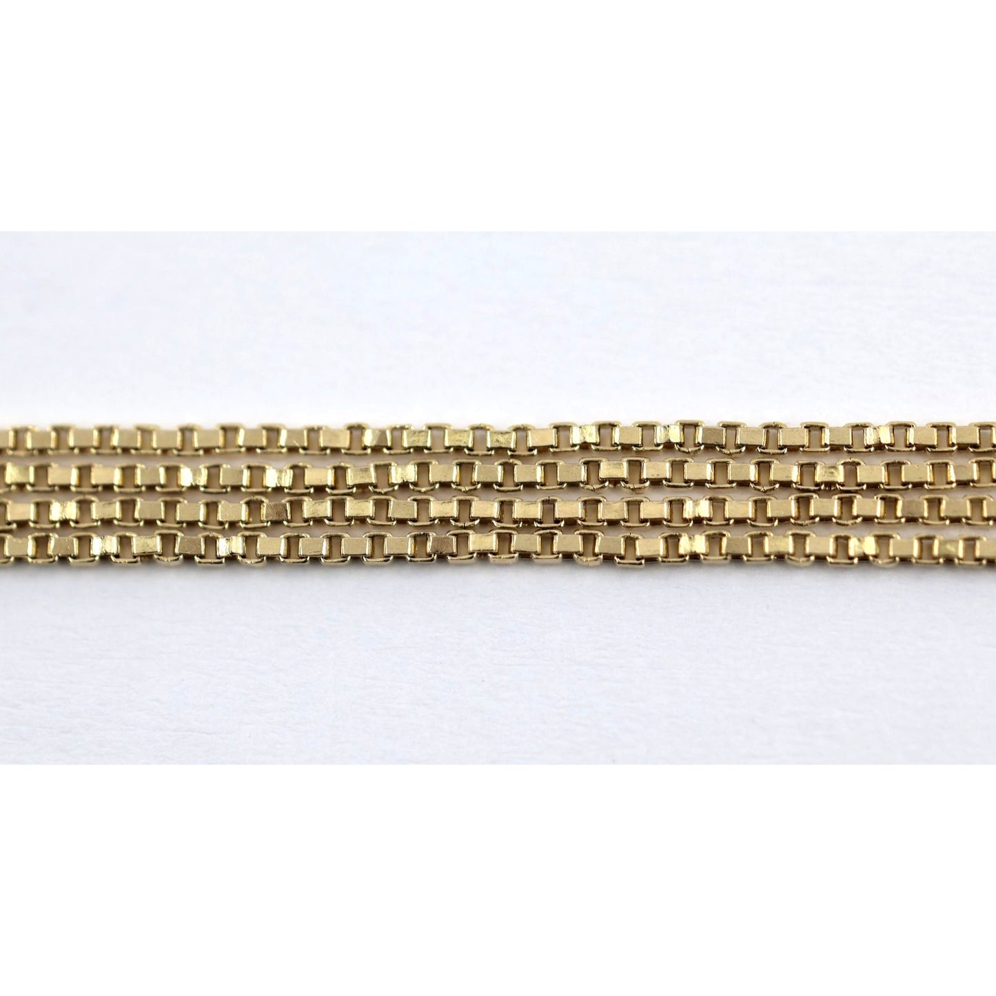 14K Yellow Gold Box Link Chain Choker Necklace