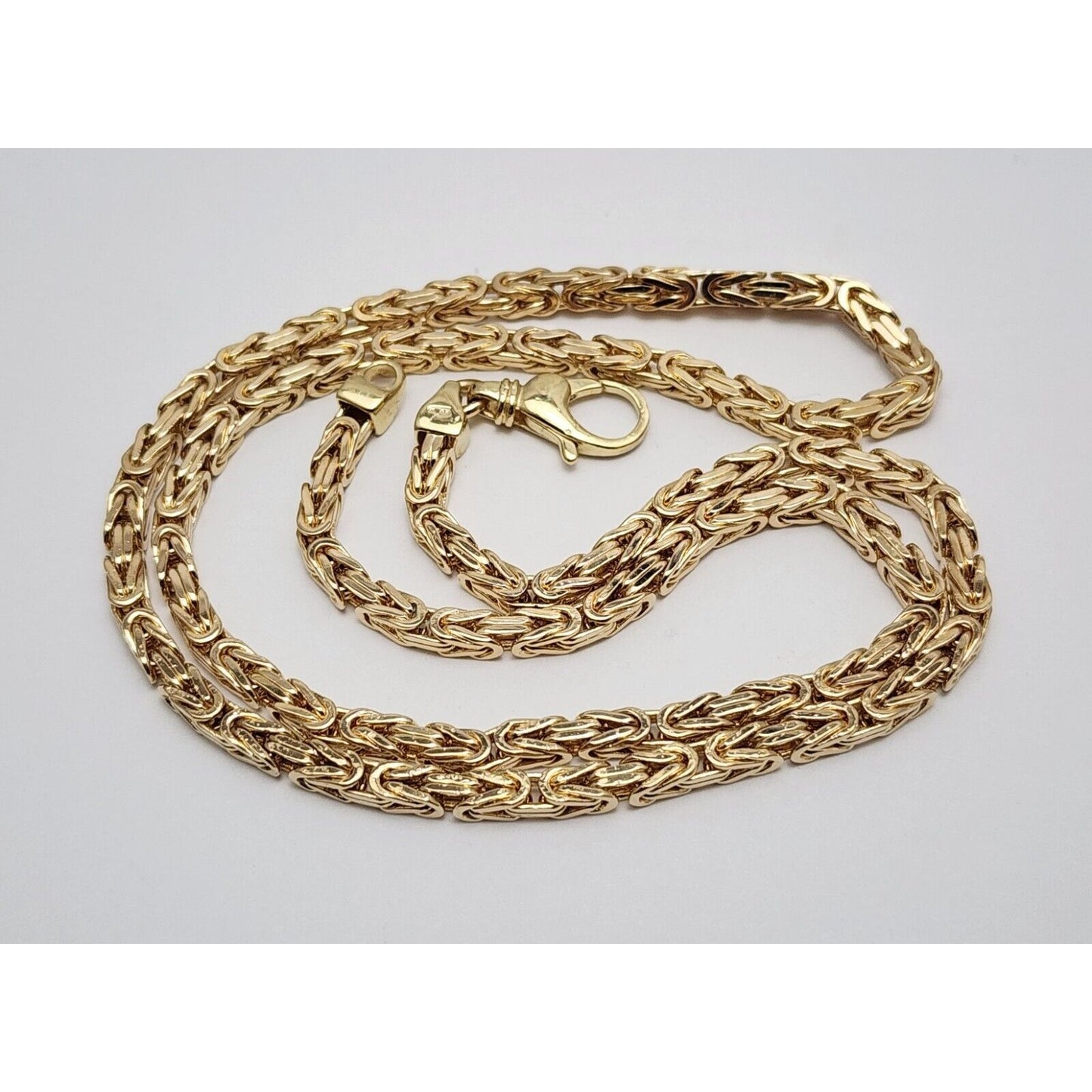 14K Yellow Gold Square Byzantine Link Chain Necklace