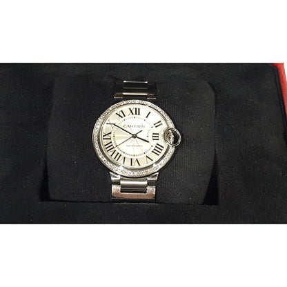 Cartier Ballon Bleu 36mm Diamond Bezel Stainless Steel Automatic 4372 W4BB0024