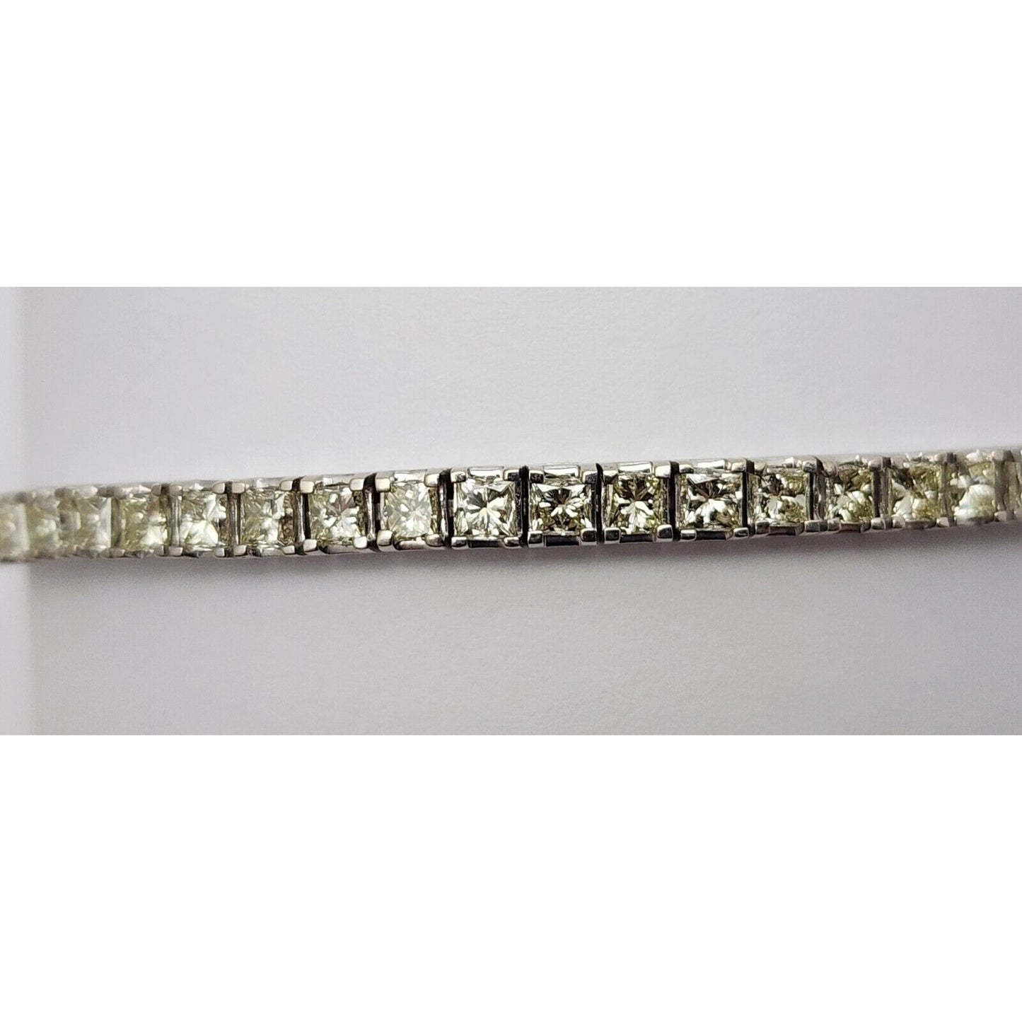 14K Solid White Gold Designer Princess Cut Diamond Tennis Link Bracelet