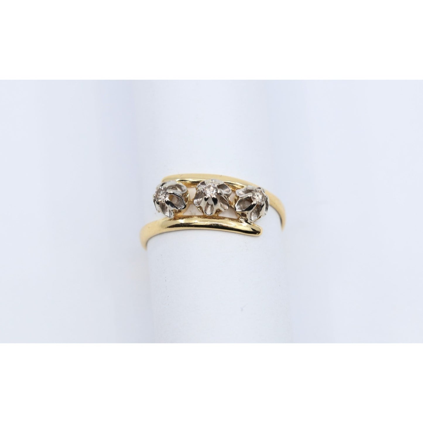 18K Two Tone Gold 3 Stone Diamond Ring