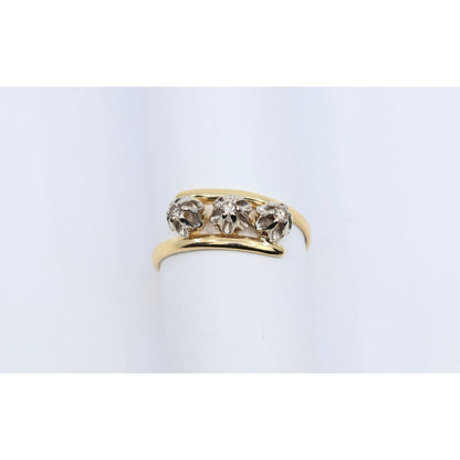 18K Two Tone Gold 3 Stone Diamond Ring