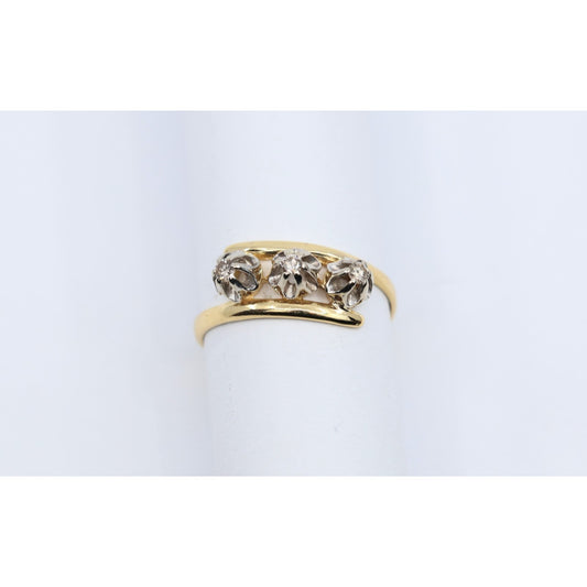 18K Two Tone Gold 3 Stone Diamond Ring