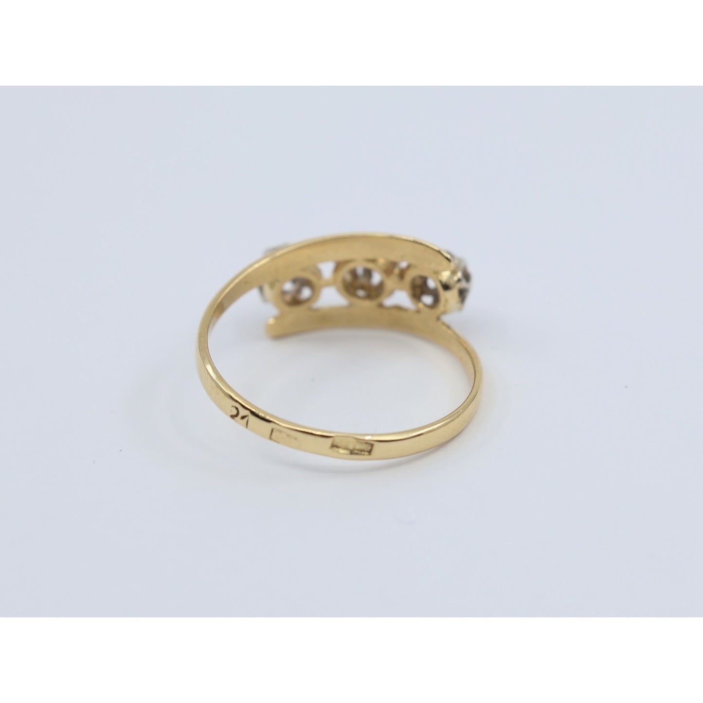 18K Two Tone Gold 3 Stone Diamond Ring