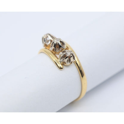 18K Two Tone Gold 3 Stone Diamond Ring