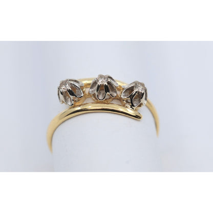 18K Two Tone Gold 3 Stone Diamond Ring