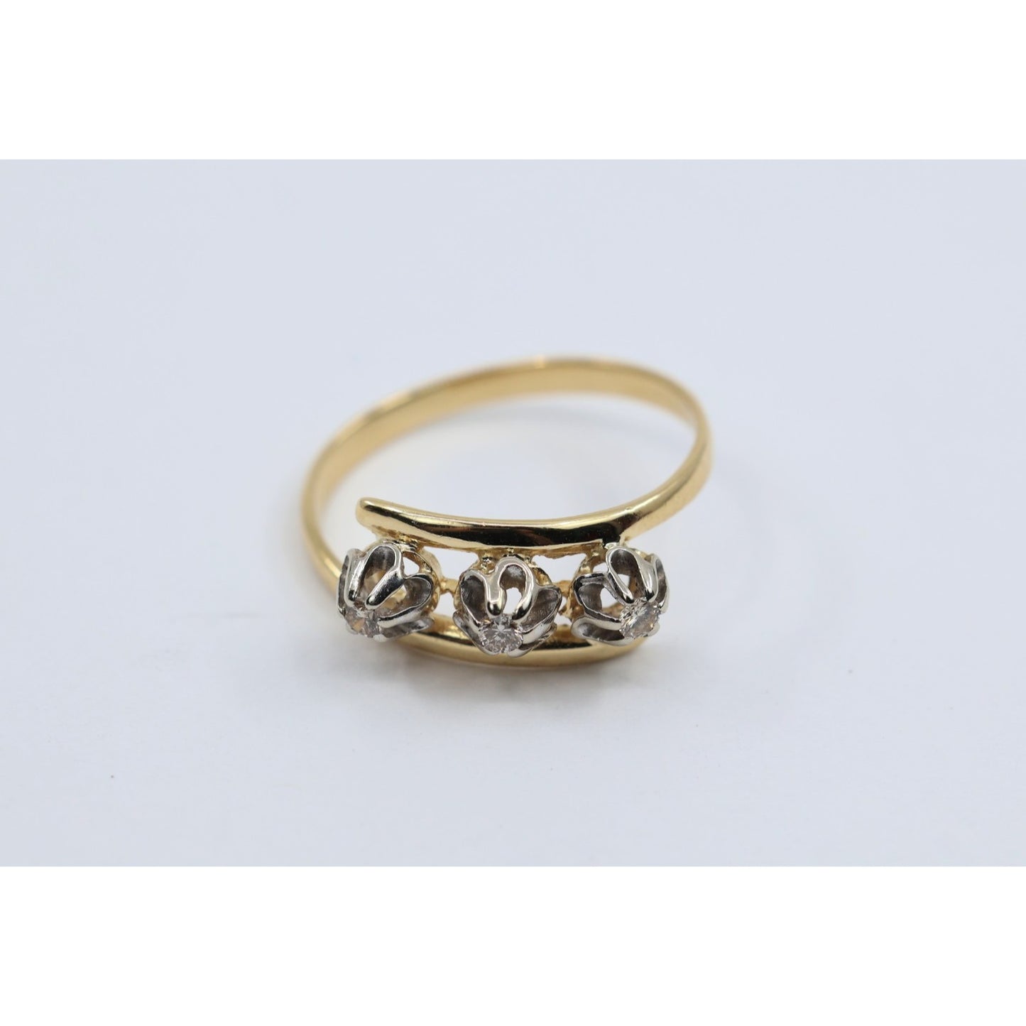 18K Two Tone Gold 3 Stone Diamond Ring