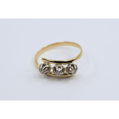 18K Two Tone Gold 3 Stone Diamond Ring
