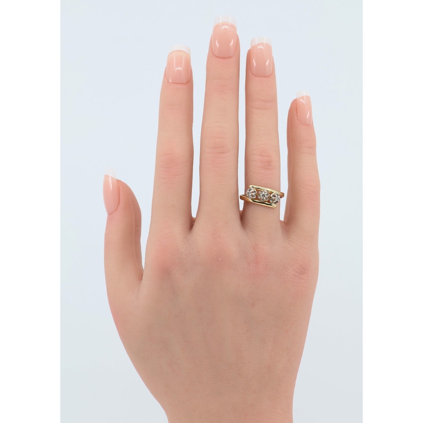 18K Two Tone Gold 3 Stone Diamond Ring