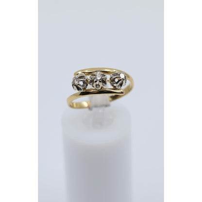 18K Two Tone Gold 3 Stone Diamond Ring