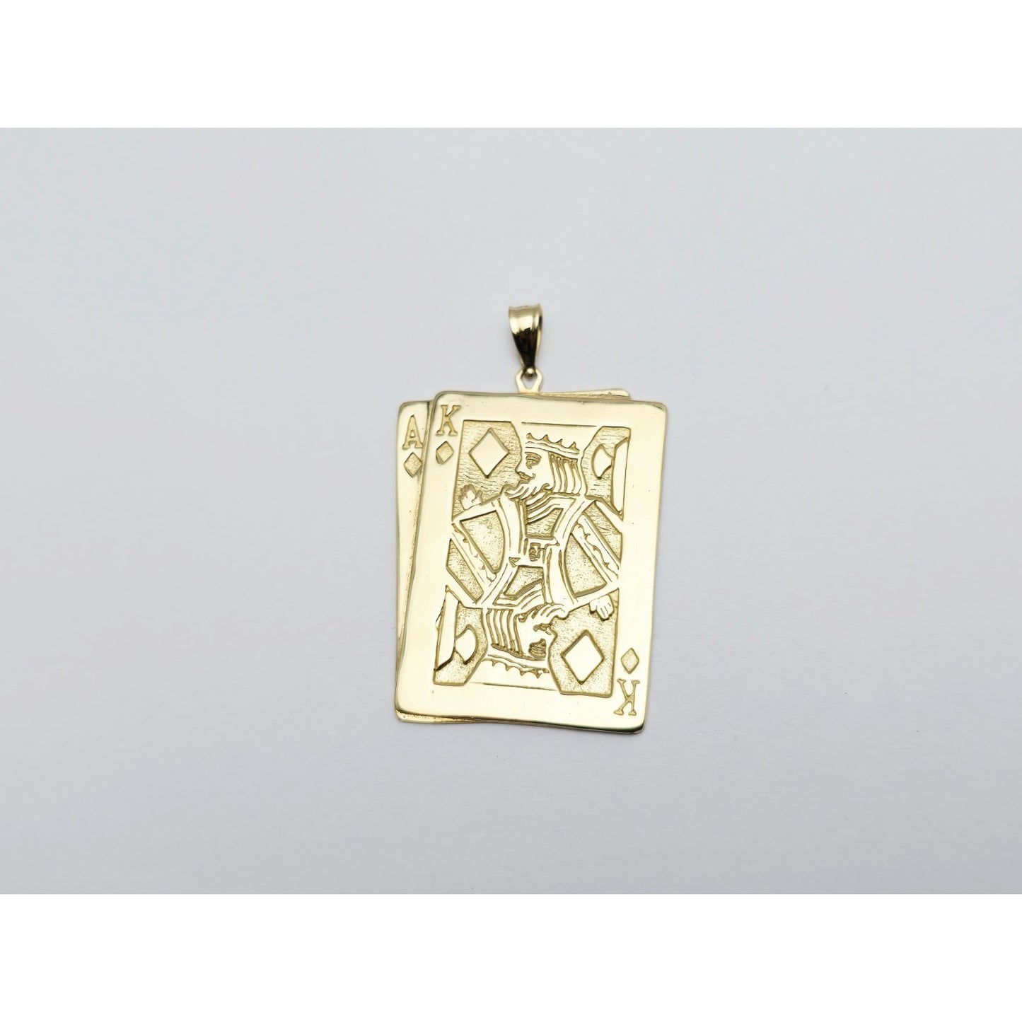 14K Yellow Gold Playing Cards Ace & King of Diamonds Charm Pendant