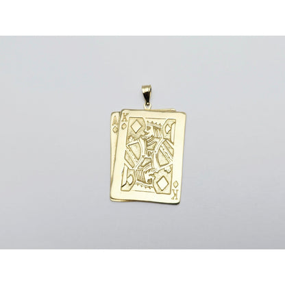 14K Yellow Gold Playing Cards Ace & King of Diamonds Charm Pendant