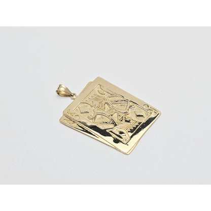 14K Yellow Gold Playing Cards Ace & King of Diamonds Charm Pendant