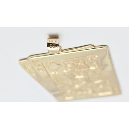 14K Yellow Gold Playing Cards Ace & King of Diamonds Charm Pendant
