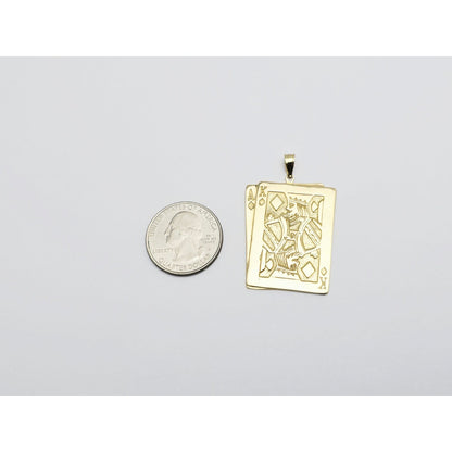 14K Yellow Gold Playing Cards Ace & King of Diamonds Charm Pendant