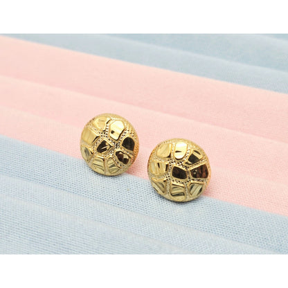 10K Yellow Gold Round Nugget Stud Earrings