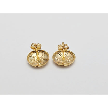 10K Yellow Gold Round Nugget Stud Earrings