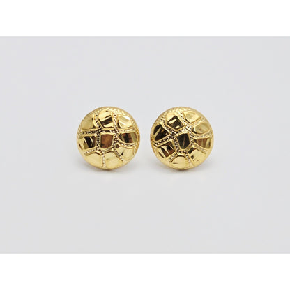 10K Yellow Gold Round Nugget Stud Earrings