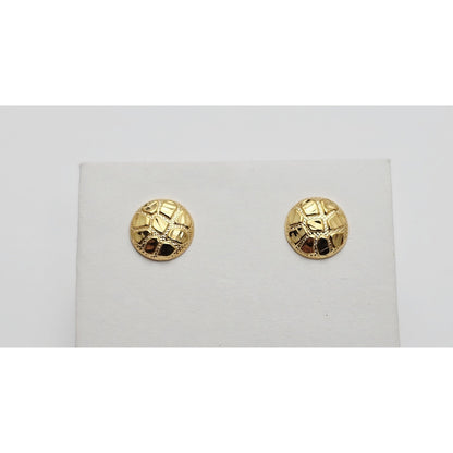 10K Yellow Gold Round Nugget Stud Earrings