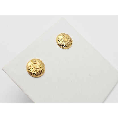 10K Yellow Gold Round Nugget Stud Earrings