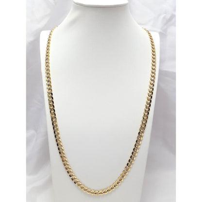 14K Two Tone Gold Diamond Cut Cuban Link Chain Necklace