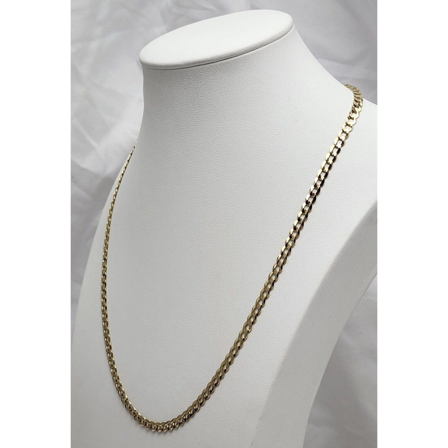 10K Yellow Gold Diamond Cut Cuban Link Chain Necklace