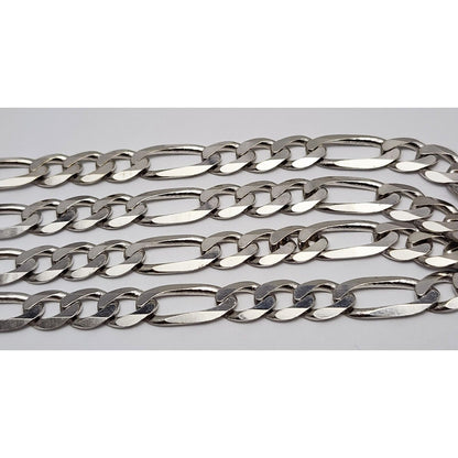 14K White Gold Figaro Link Chain Necklace