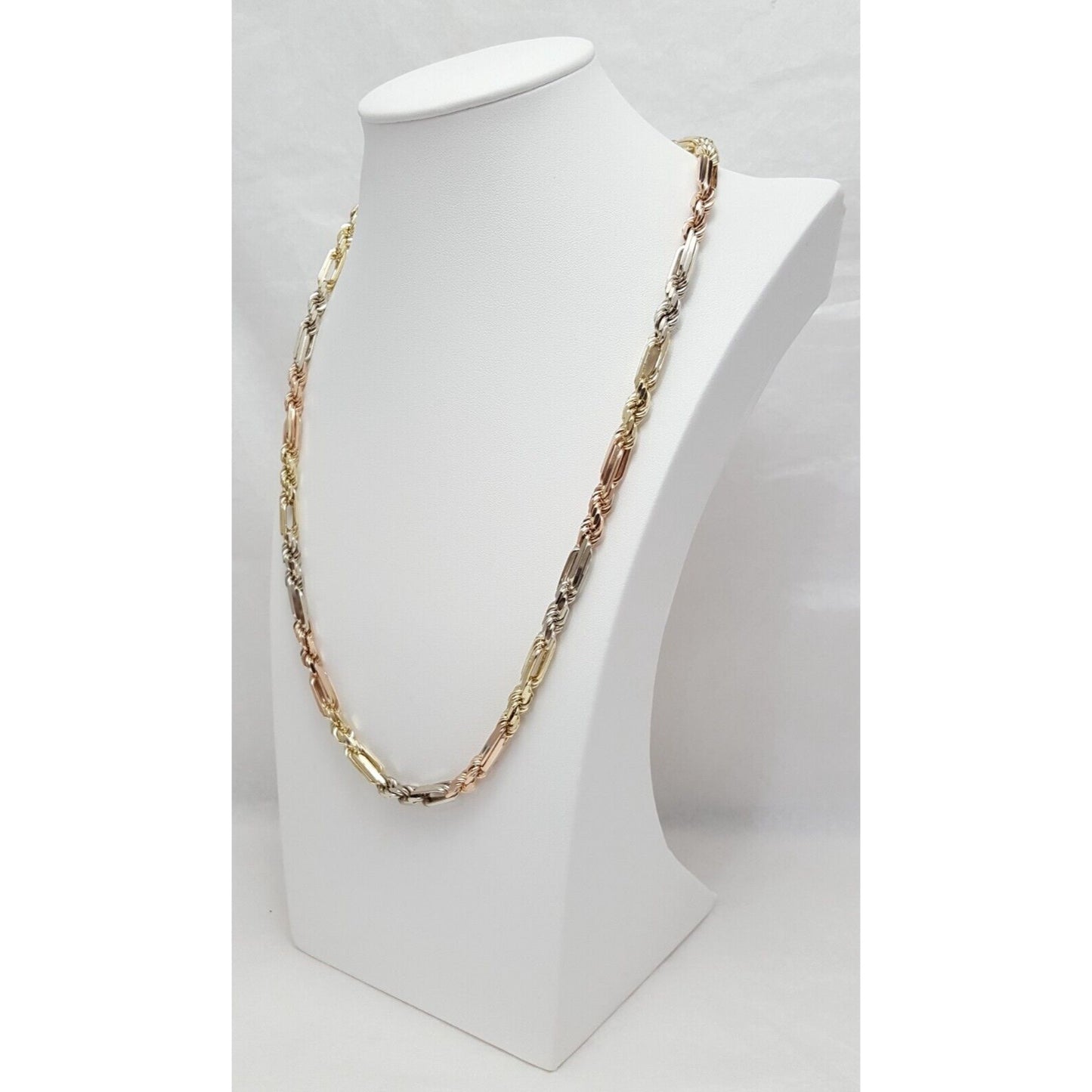 10K Two Tone Gold Designer Figarope Chain Necklace