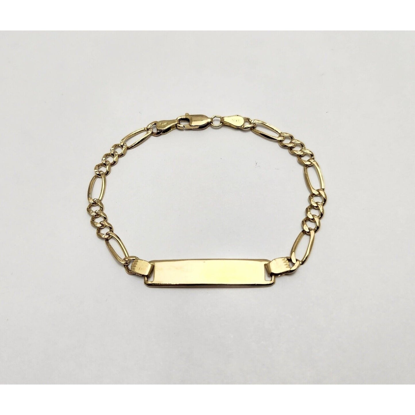 14K Yellow Gold Figaro Link ID Bracelet