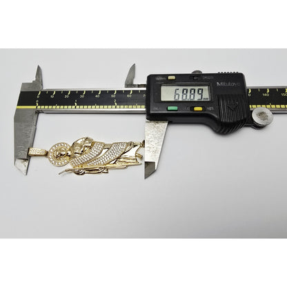 Large 10K Yellow Gold Saint Jude CZ Charm Pendant