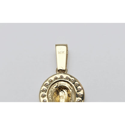 Large 10K Yellow Gold Saint Jude CZ Charm Pendant