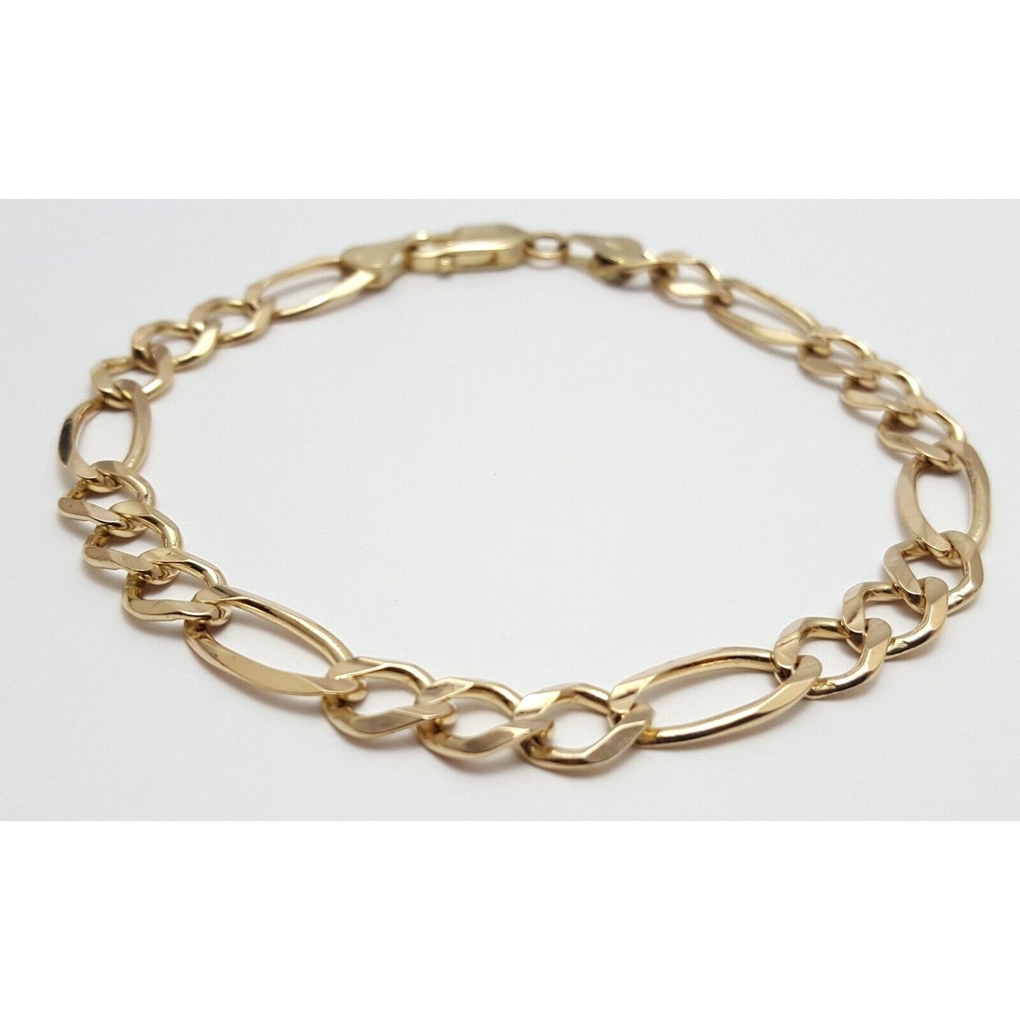 14K Solid Yellow Gold Figaro Link Bracelet