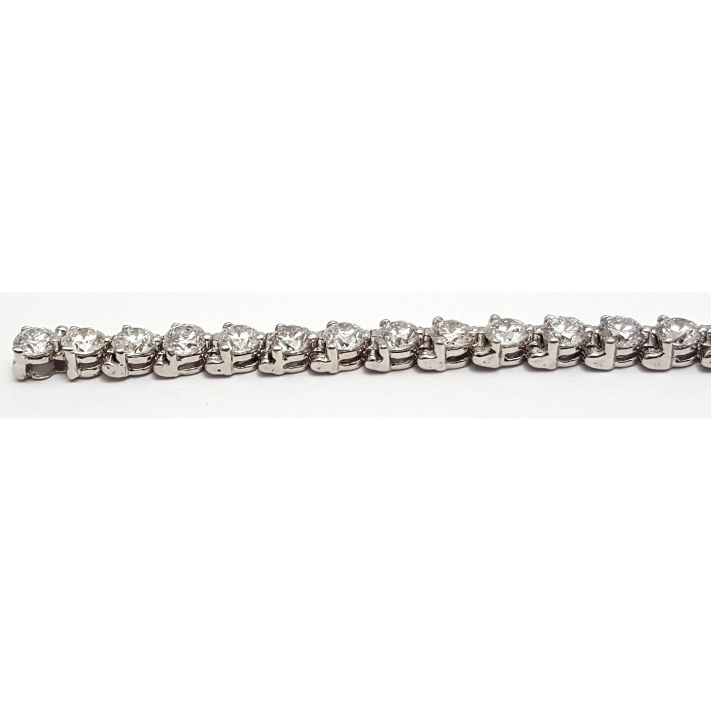 14K Solid White Gold Diamond Tennis Link Bracelet