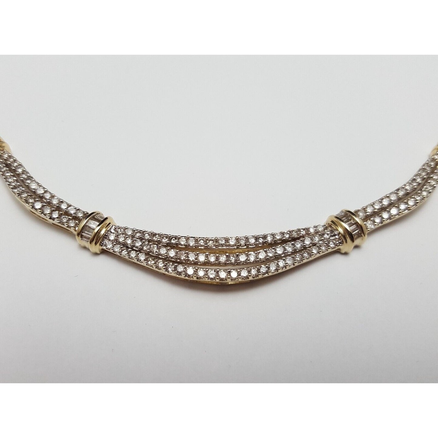 14K Yellow Gold Diamond Choker Link Chain Necklace