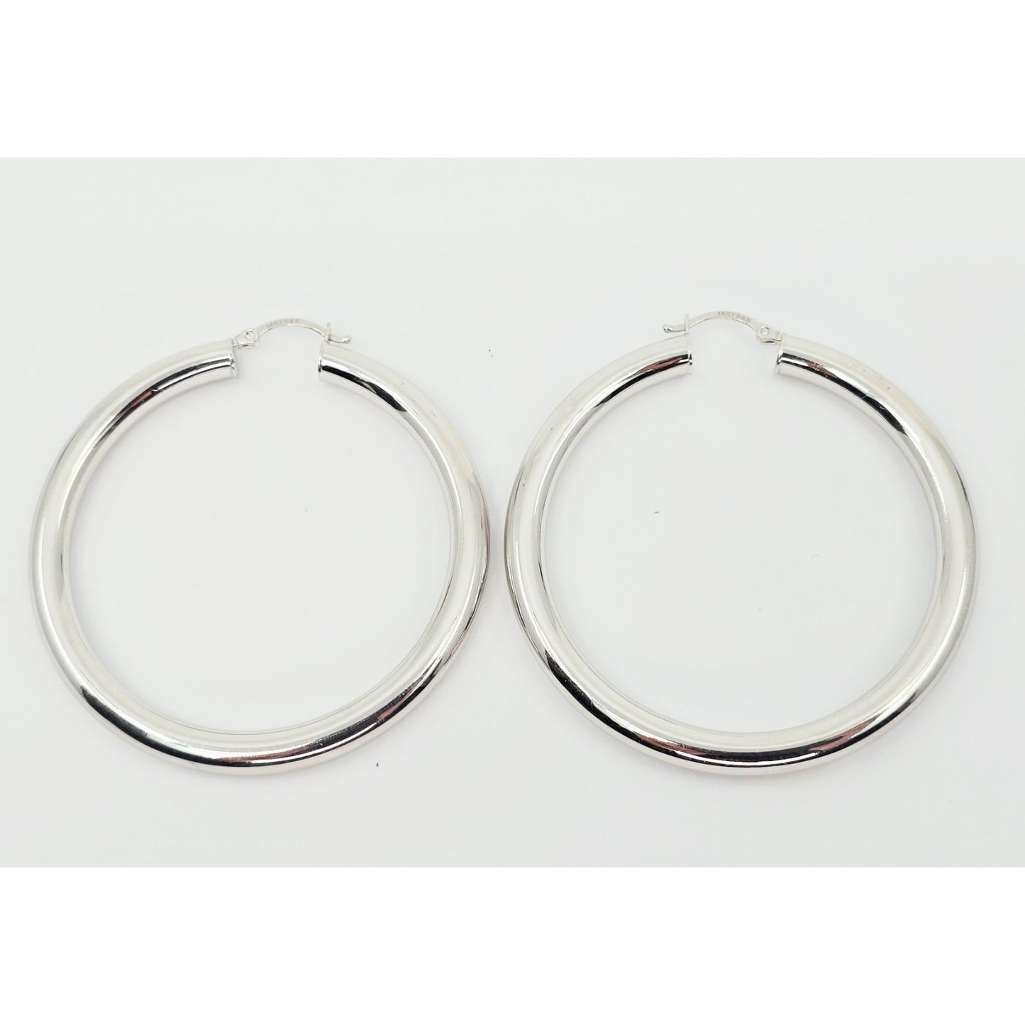 Medium 14K White Gold Hinged Round Hoop Earrings