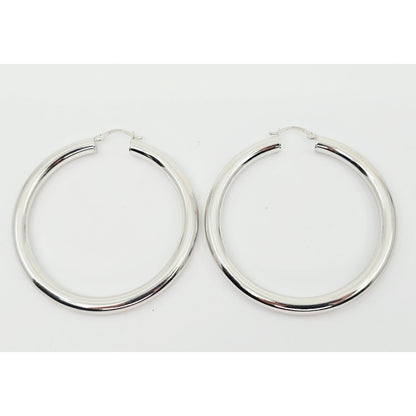Medium 14K White Gold Hinged Round Hoop Earrings