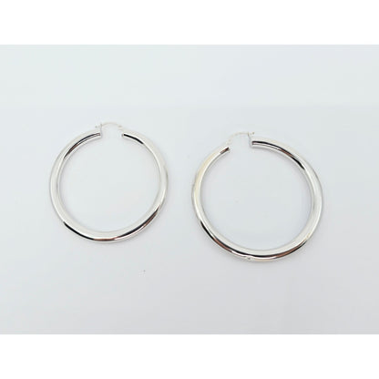 Medium 14K White Gold Hinged Round Hoop Earrings