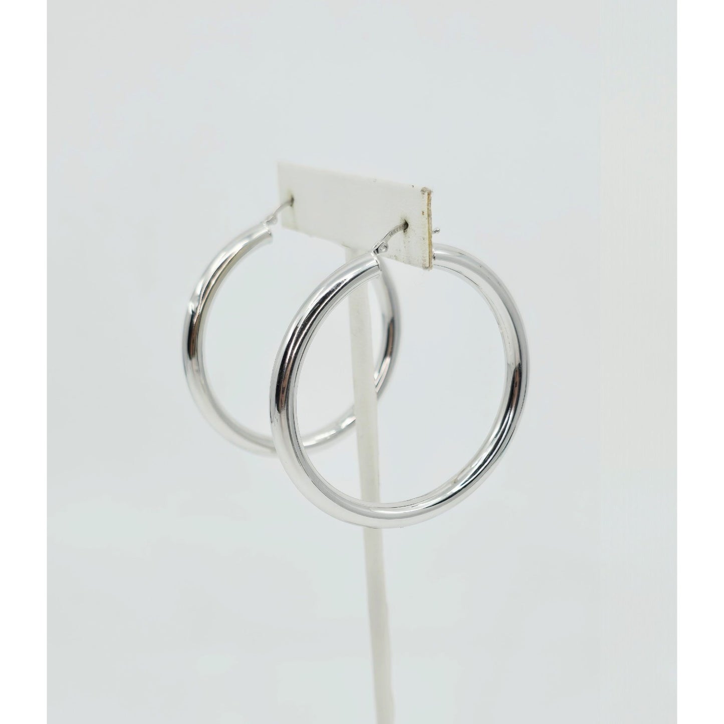 Medium 14K White Gold Hinged Round Hoop Earrings