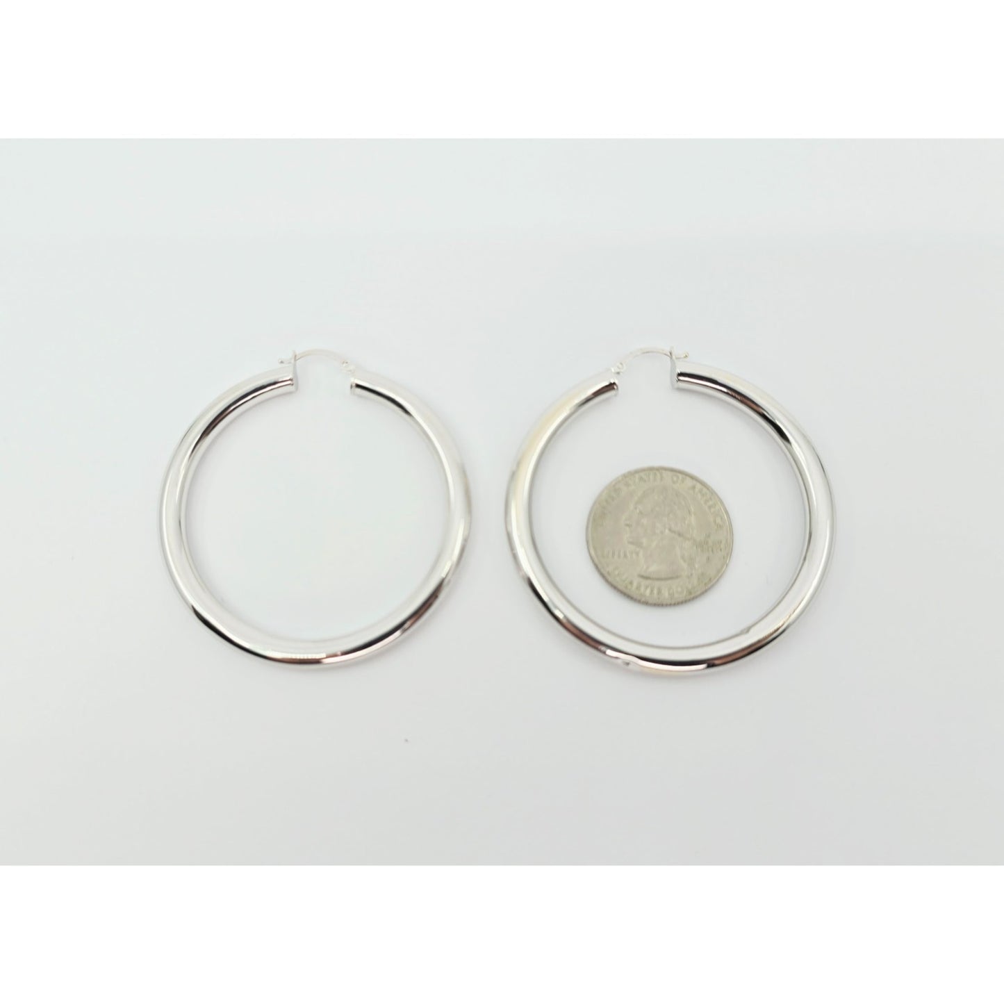Medium 14K White Gold Hinged Round Hoop Earrings