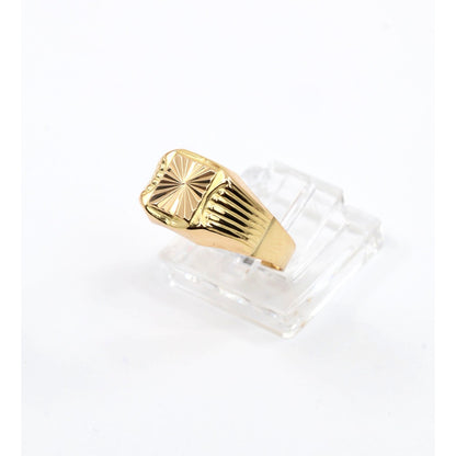 Vintage 18K Yellow Gold Italian Diamond Cut Starburst Signet Ring