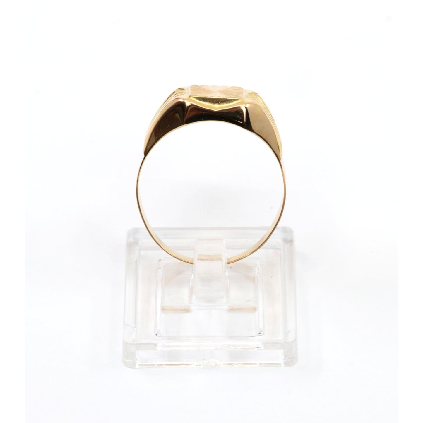Vintage 18K Yellow Gold Italian Diamond Cut Starburst Signet Ring